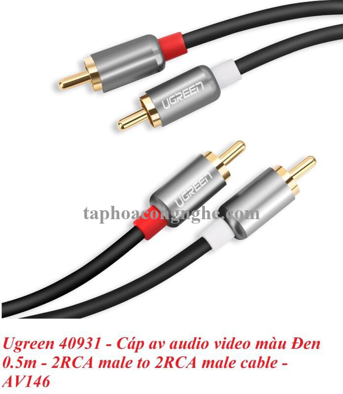 Ugreen 40931 0.5M Đen Cáp âm thanh Bông sen 2 ra 2 dương AV146 30040931